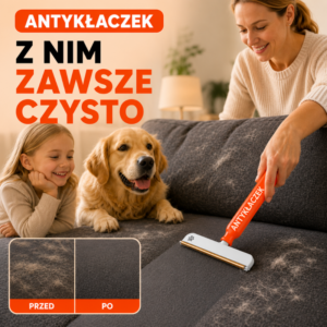 Antykłaczek - ściąga sierść z kanapy i dywanu tam, gdzie odkurzacz nie wsysa